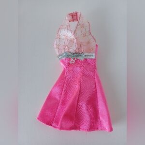 Vintage Barbie Doll Pink, White, And Gold Flower Dress Collectible